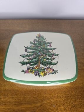 Spode Green-Trim Christmas Tree Playing Card Deck Holder
